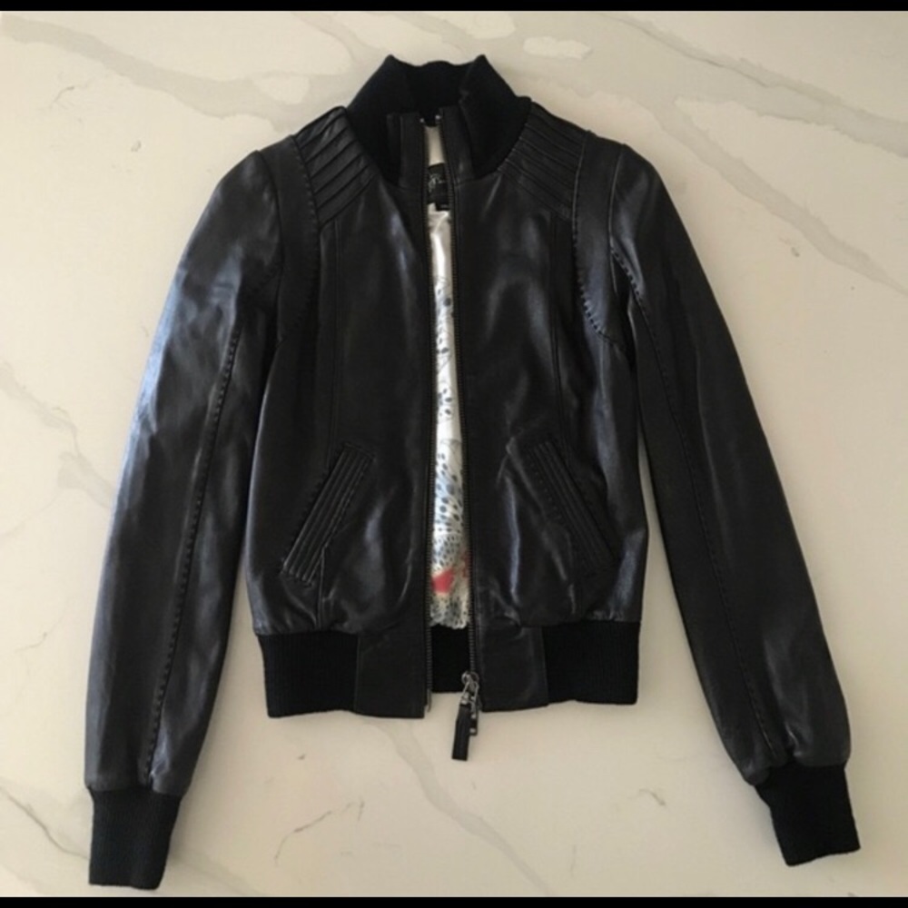 Mackage leather bomber jacket